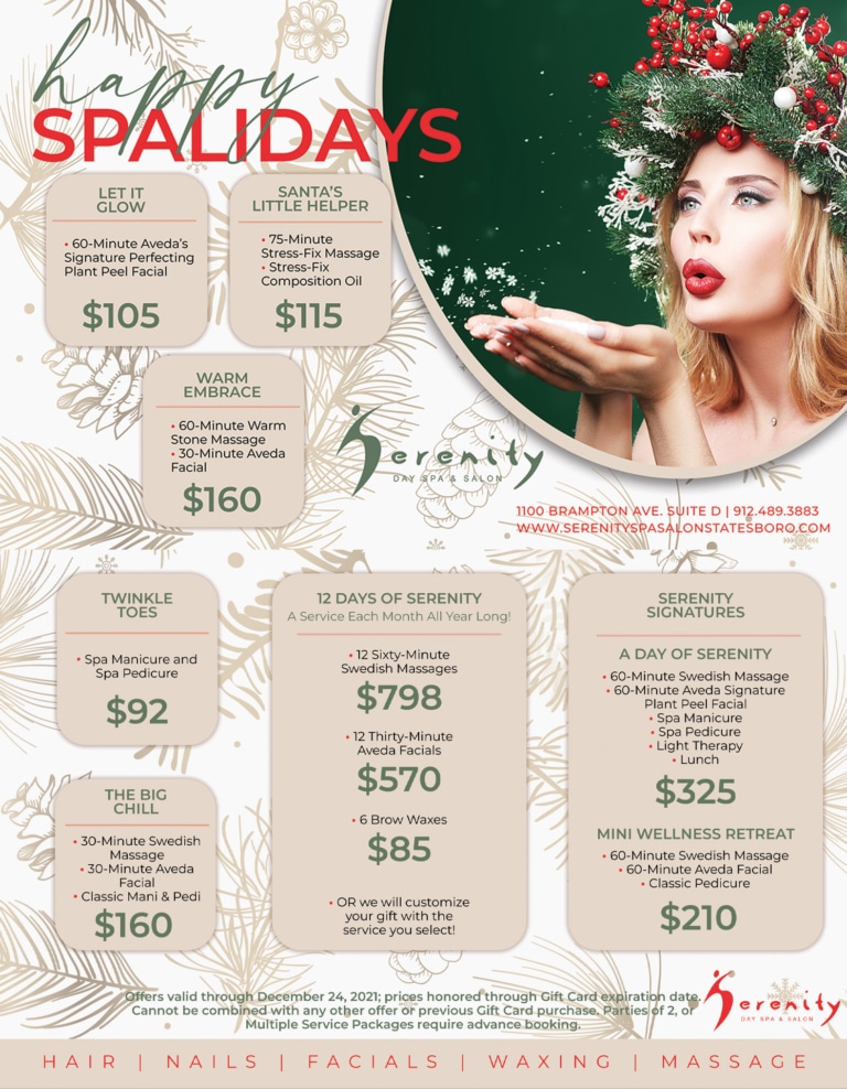 Holiday spa package serenity day spa and salon